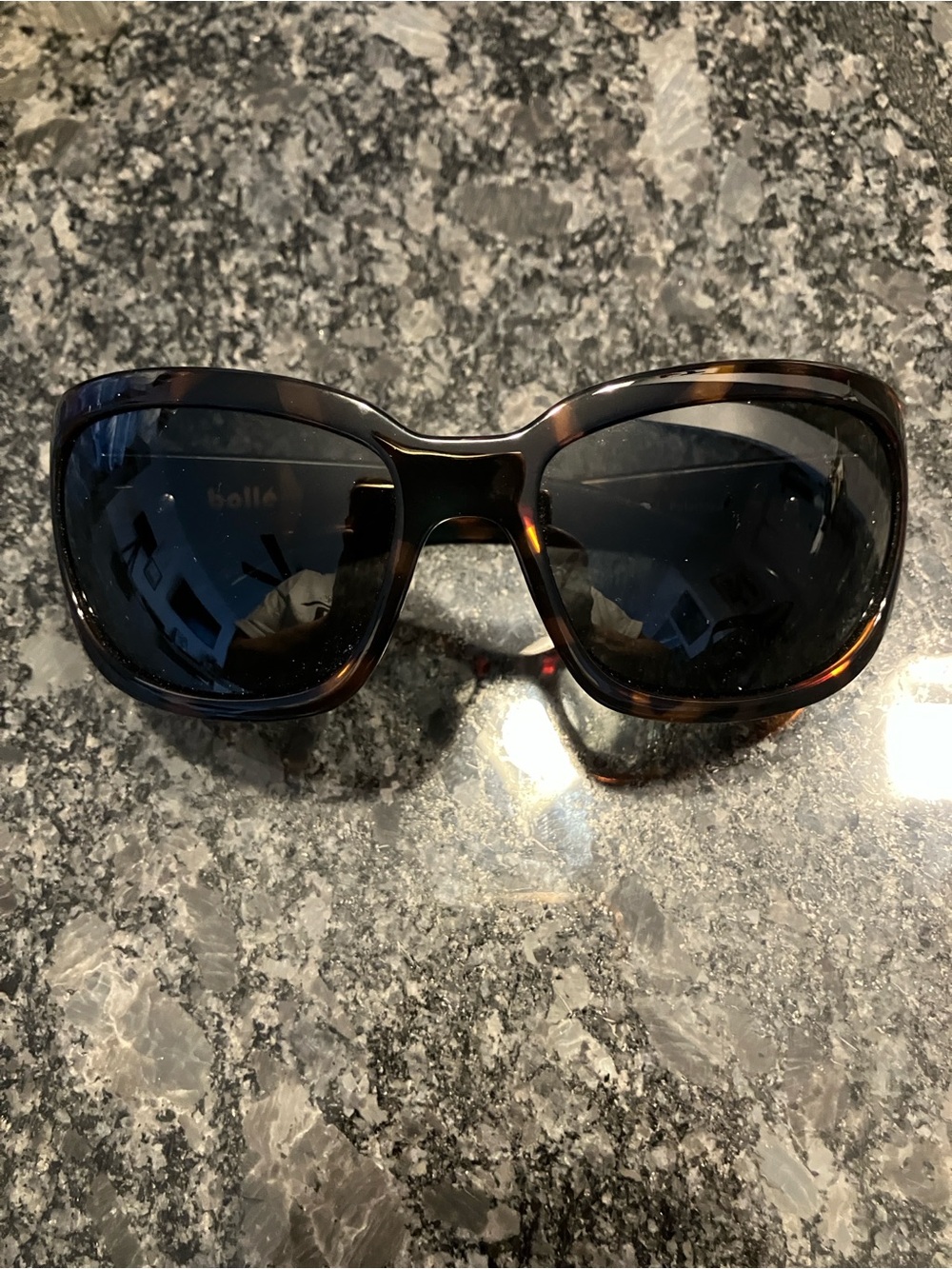 bolle Women's Wrap Around Tortoise Frame Sunglasses with Dark Lenses-W/Case